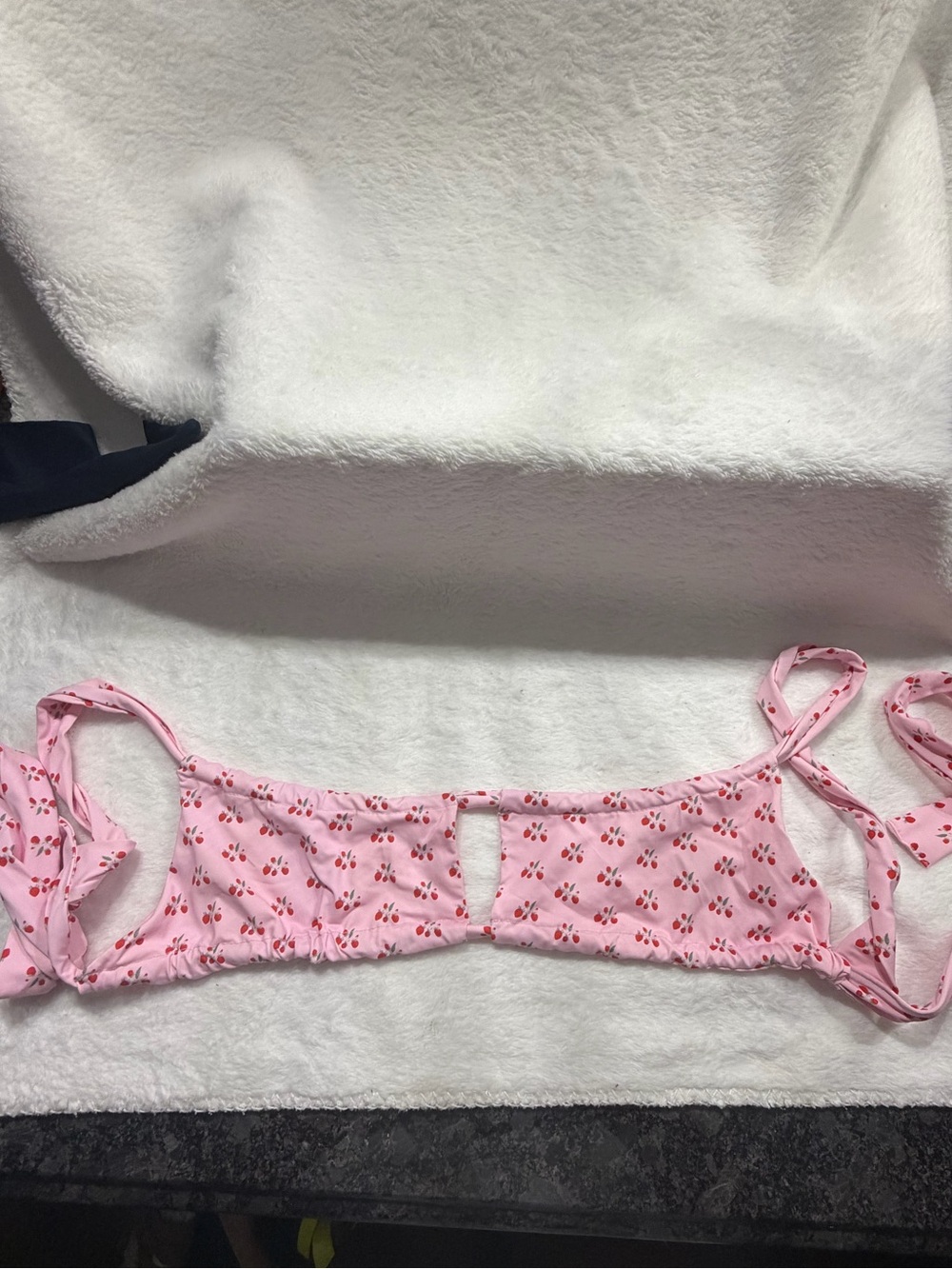 Frankies Bikinis Pink strawberry Tie Bikini Top Large